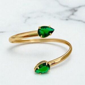 Luxury 18 k Elegant Italian Gold filled Emerald Gemstone Bracelet‎